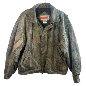 Vtg Winchester Trebark Camo Jacket Mens Large Hunting Bomber Quilted Lined